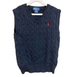 Polo by Ralph Lauren Boy's black Cable Knit Vest Size S (8-10)